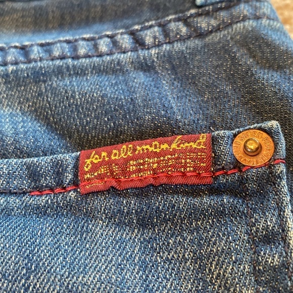 7 For All Mankind Button Fly Relaxed Flare Jeans Blue Size 31 TALL 32” - Picture 10 of 12